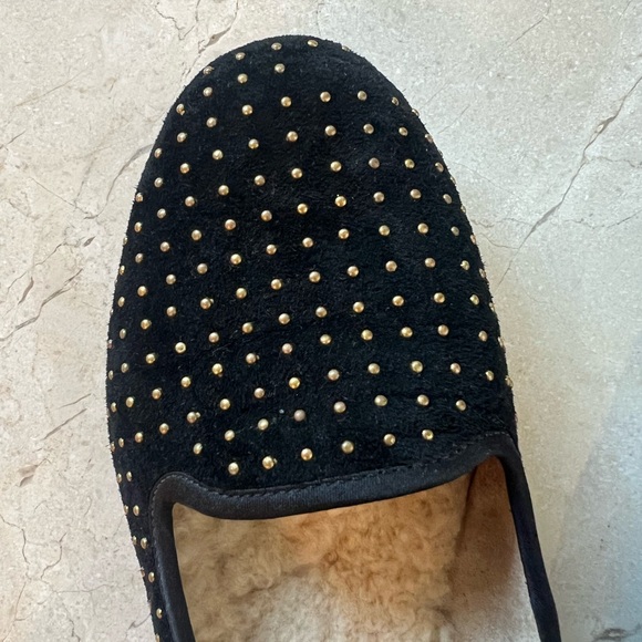 UGG Women's Black Loafers / Slippers  with Gold Studs - Picture 2 of 7